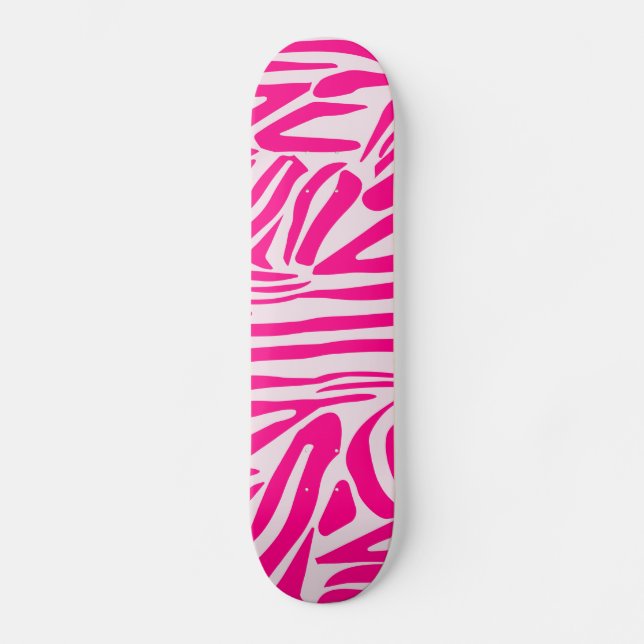 Pink Zebra Print Pattern Skateboard (Front)