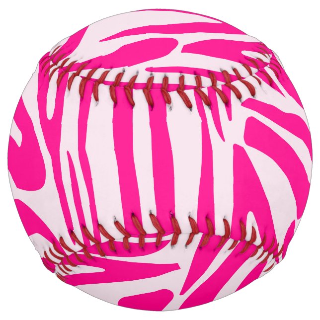 Pink Zebra Print Pattern Softball (Front)