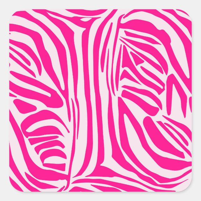 Pink Zebra Print Pattern Square Sticker (Front)