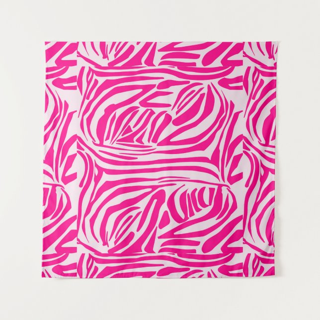 Pink Zebra Print Pattern Tapestry (Front)