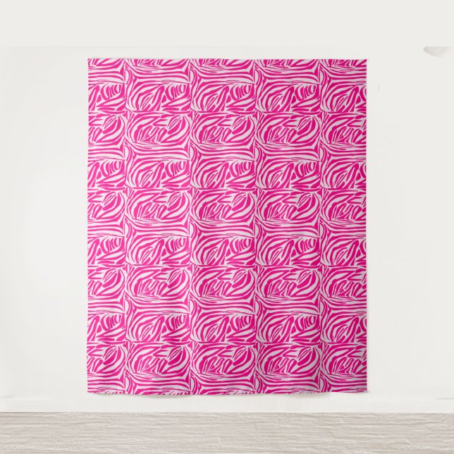 Pink Zebra Print Pattern Tapestry (Front)