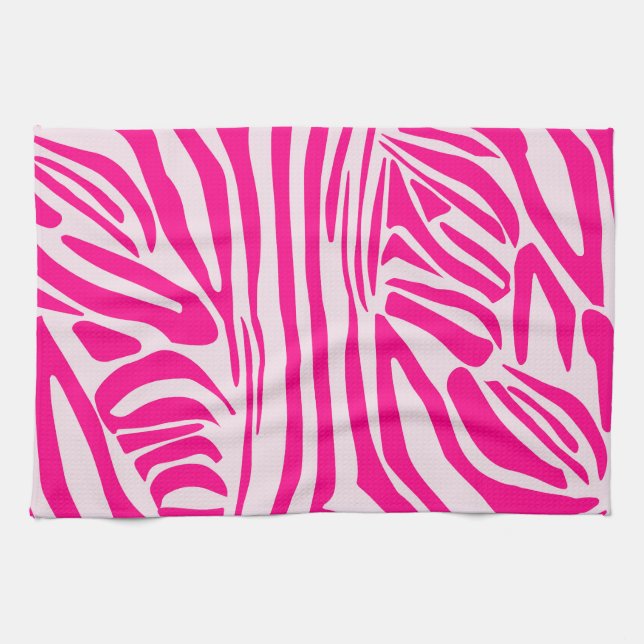 Pink Zebra Print Pattern Tea Towel (Horizontal)