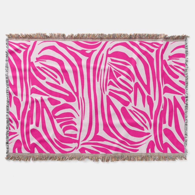Pink Zebra Print Pattern Throw Blanket (Front)
