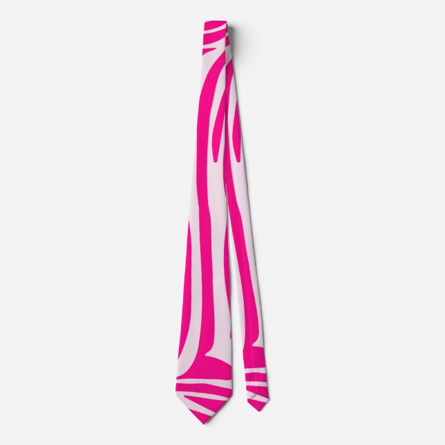 Pink Zebra Print Pattern Tie (Front)