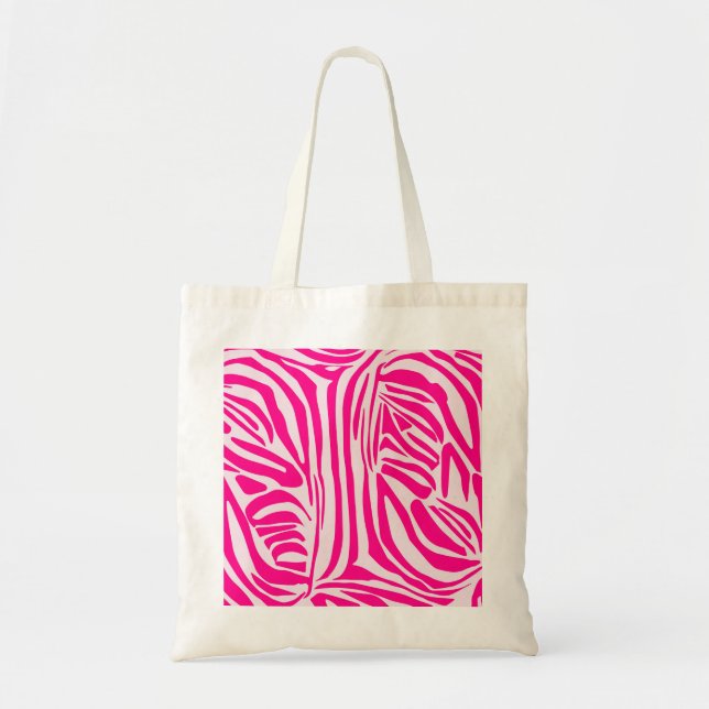 Pink Zebra Print Pattern Tote Bag (Front)