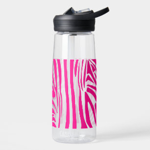 Pink Zebra Print Pattern Water Bottle
