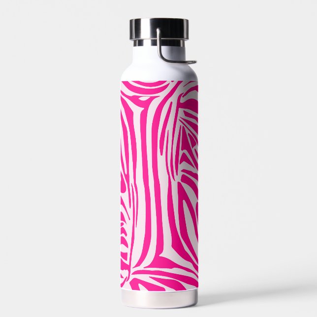 Pink Zebra Print Pattern Water Bottle (Left)