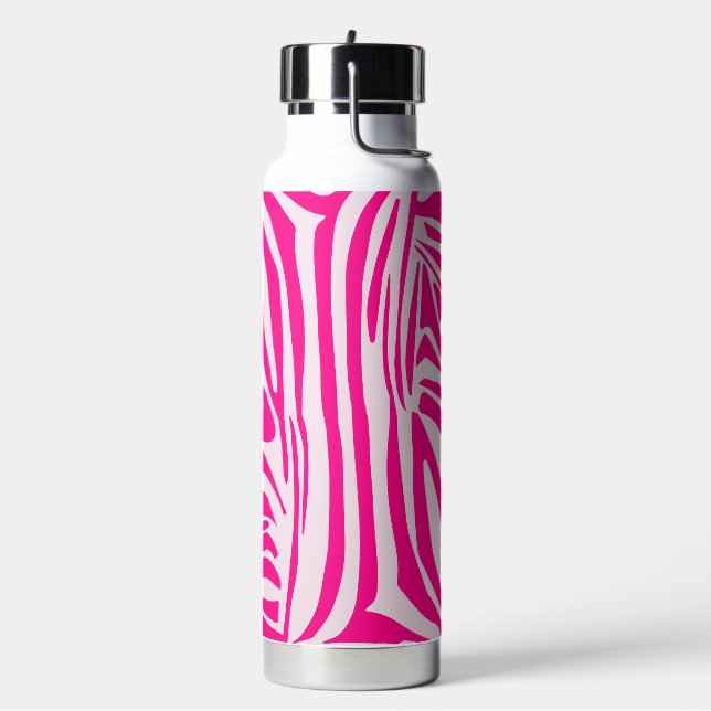 Pink Zebra Print Pattern Water Bottle (Left)