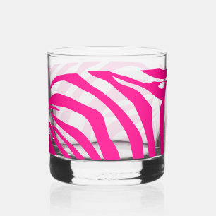 Pink Zebra Print Pattern Whiskey Glass