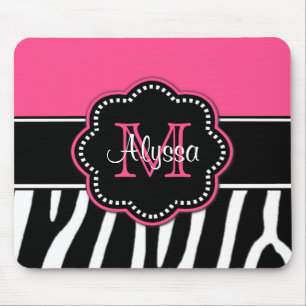 Pink Zebra Print Personalised Mousepad