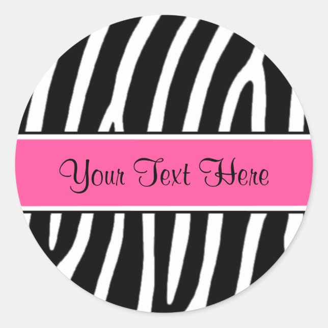 Pink Zebra Print Personalised Stickers (Front)