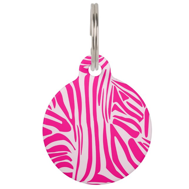 Pink zebra print pet tag (Front)