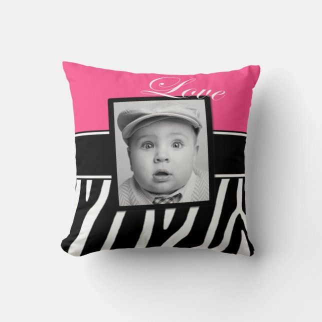 Pink Zebra Print Photo Pillow (Front)