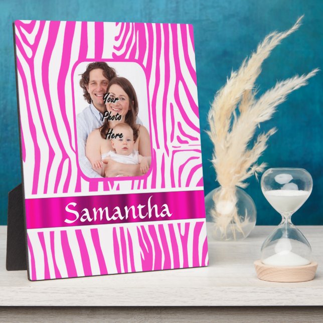 Pink zebra print plaque (Side)