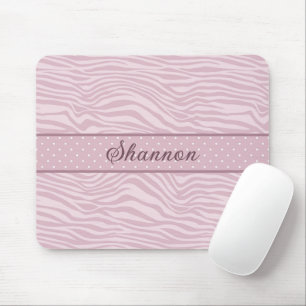 Pink Zebra Print & Polka Dots Mouse Pad
