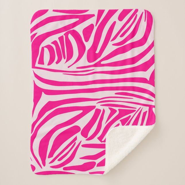 Pink zebra print sherpa blanket (Front)