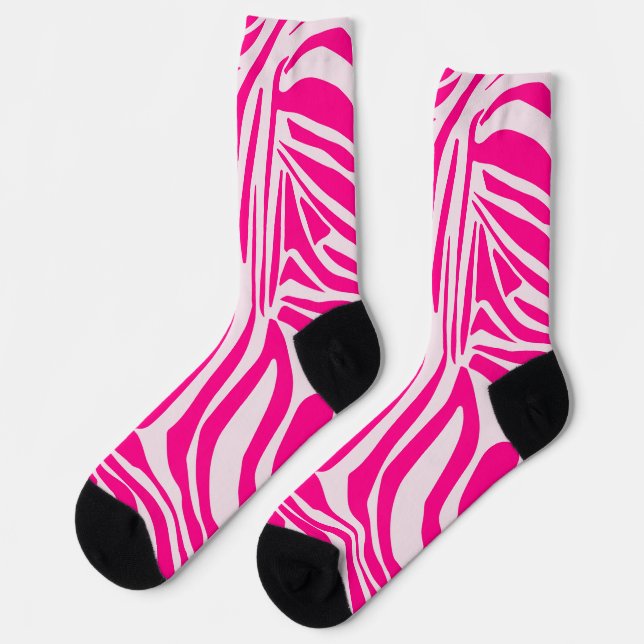 Pink zebra print socks (Left)