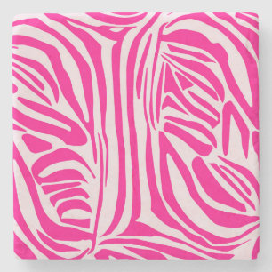 Pink zebra print stone coaster