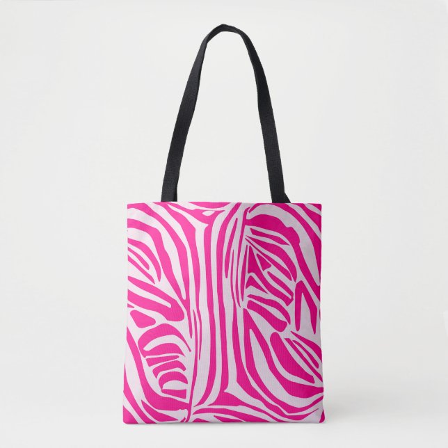 Pink zebra print tote bag (Front)