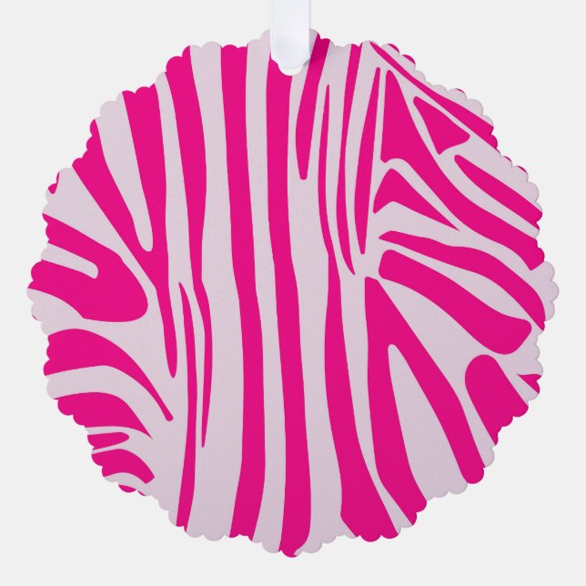Pink zebra print tree decoration card (Front)