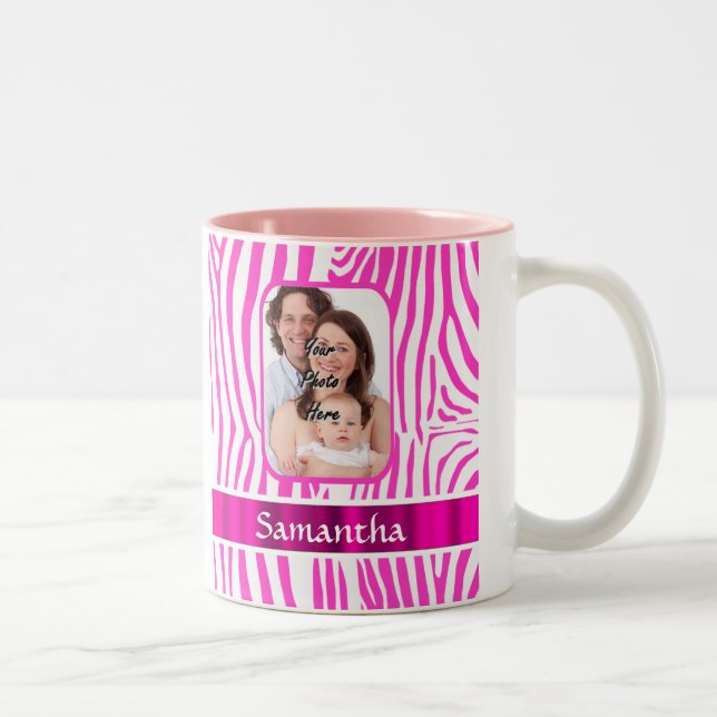 Pink zebra print Two-Tone coffee mug (Right)