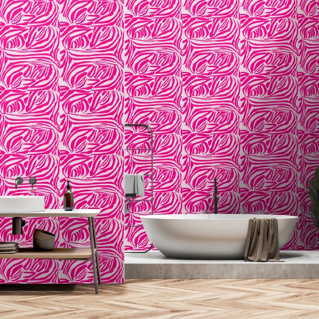 Pink zebra print wallpaper (Bathroom)