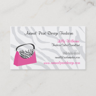 Pink Zebra Purse Fashion Business Card