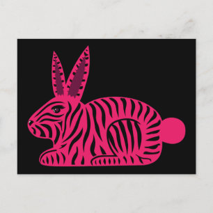Pink Zebra Rabbit Postcard