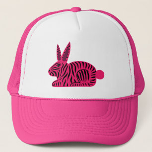 Pink Zebra Rabbit Trucker Hat