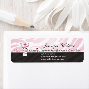 Pink Zebra Return Address Label