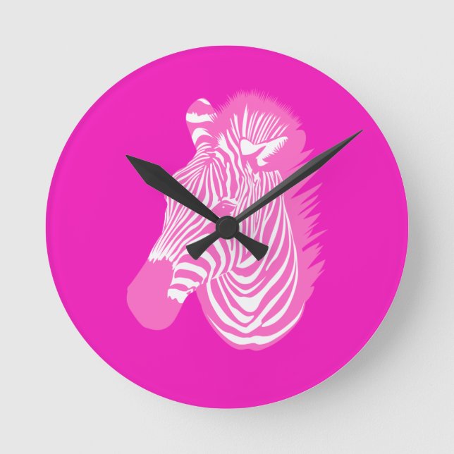 Pink Zebra Round Clock (Front)