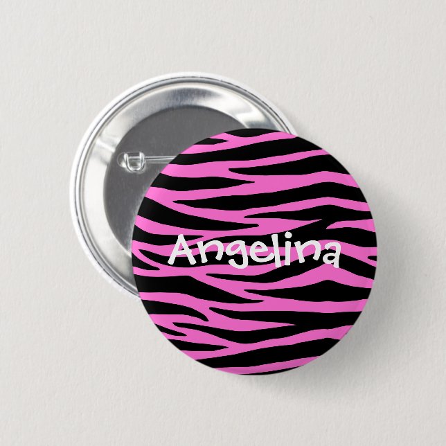 Pink Zebra Skin Stripes Button (Front & Back)