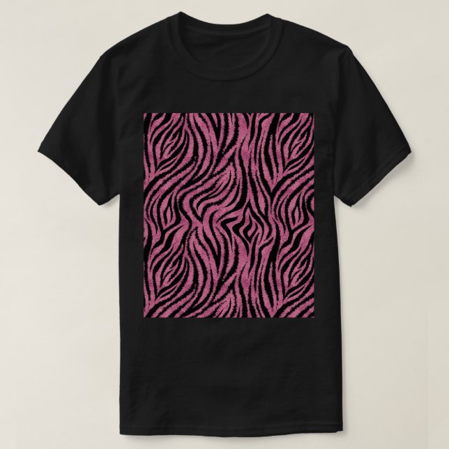 Pink Zebra skin texture glamourous seamless patter T-Shirt (Design Front)