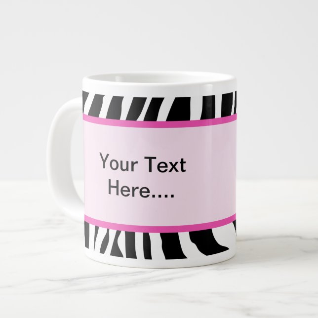 Pink Zebra Stripe 20oz Jumbo Coffee Mug (Front Left)