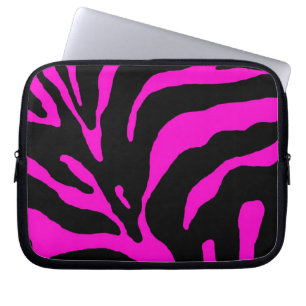Pink Zebra Stripe Animal Print Laptop Sleeve