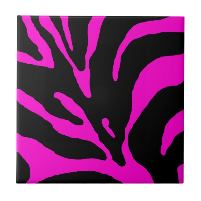 Pink Zebra Stripe Animal Print Tile (Front)