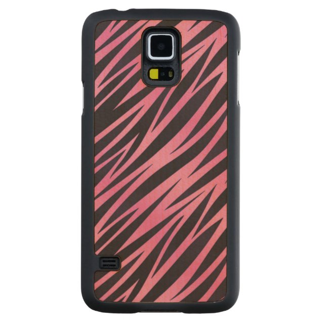Pink Zebra Stripe Background Carved Maple Galaxy S5 Case (Back)