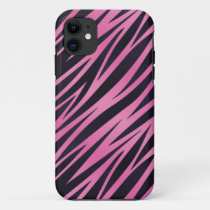 Pink Zebra Stripe Background iPhone 11 Case