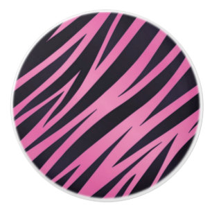 Pink Zebra Stripe Background Ceramic Knob