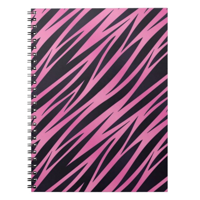 Pink Zebra Stripe Background Notebook (Front)