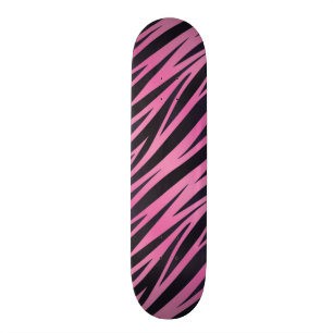 Pink Zebra Stripe Background Skateboard