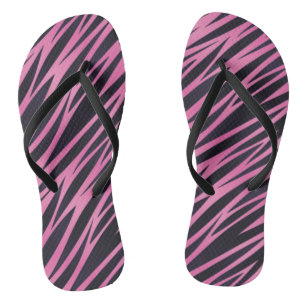 Pink Zebra Stripe Background Thongs