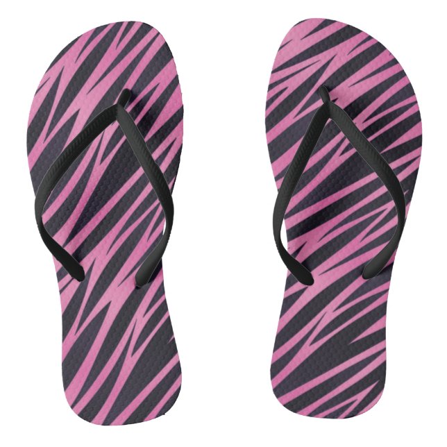 Pink Zebra Stripe Background Thongs (Footbed)
