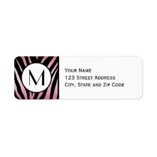 Pink Zebra Stripe Return Address Label