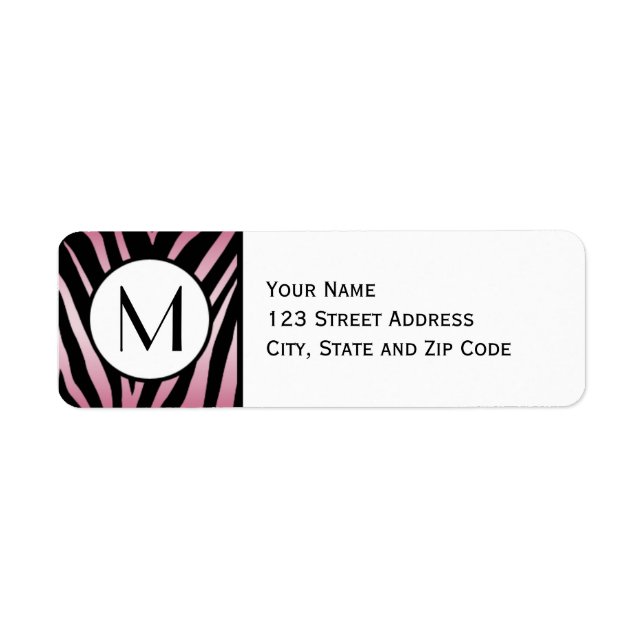 Pink Zebra Stripe Return Address Label (Front)