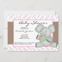 Pink Zebra Striped Baby Elephant Shower