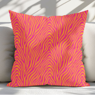 Pink Zebra Striped Change Background Color Cushion