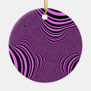 Pink Zebra Stripes Ceramic Tree Decoration