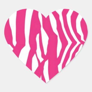 Pink Zebra Stripes Heart Sticker