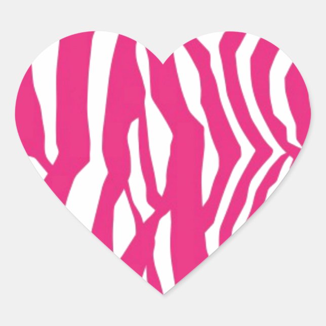 Pink Zebra Stripes Heart Sticker (Front)